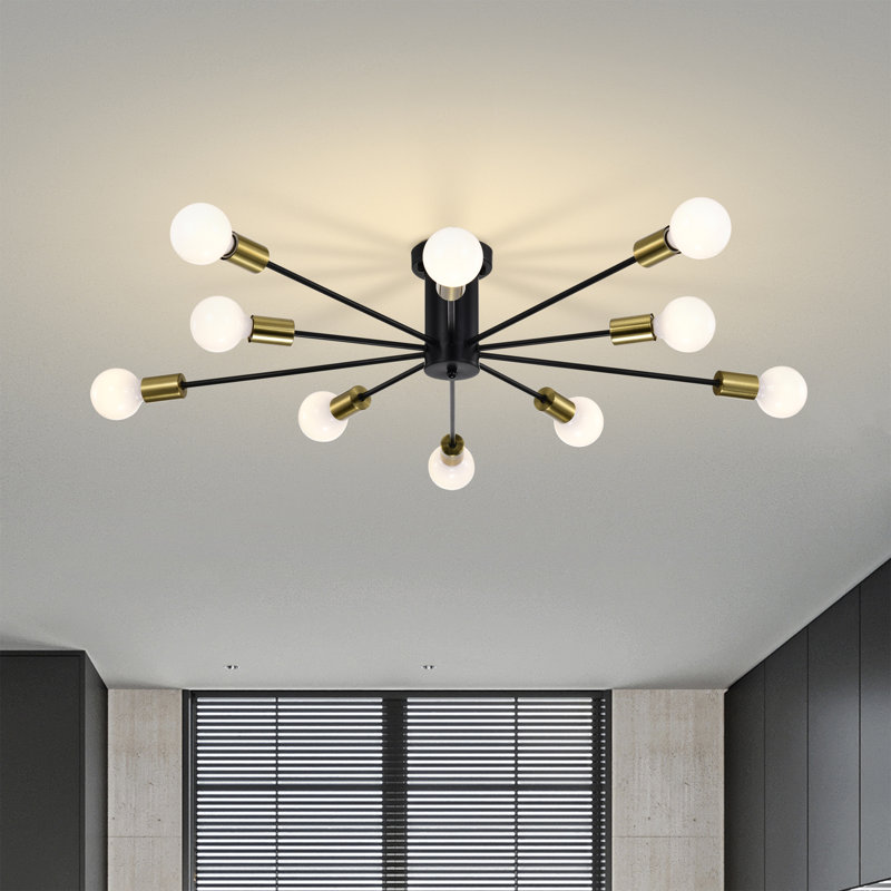 Plafonnier semi-encastré 10 lumières Pimlin, Or / noir mat