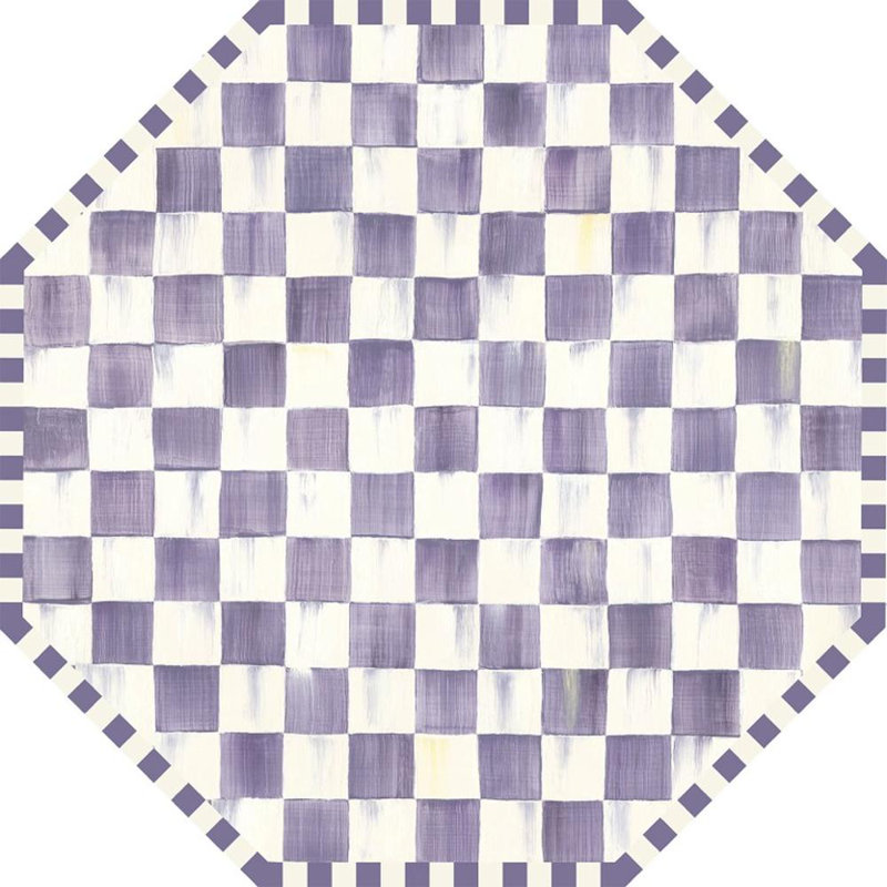 Violet Checkered Washable Rug, Octagon 6' x 6'