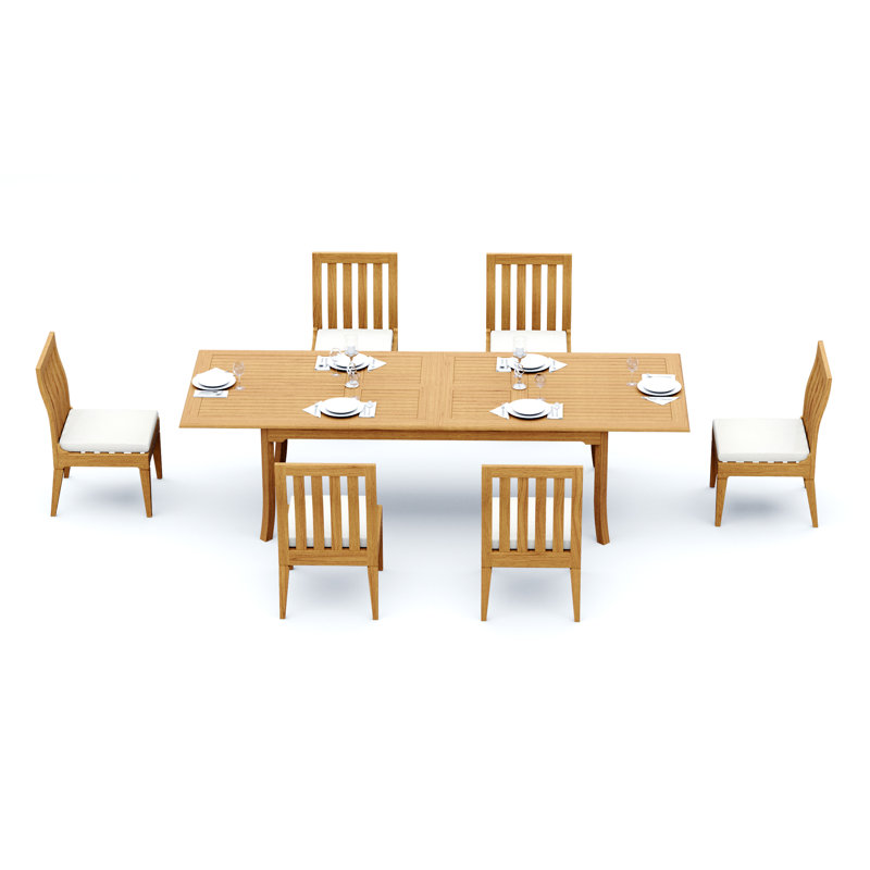 Caranas 6 - Person Teak Wood Patio Dining Set with Rectangular Table