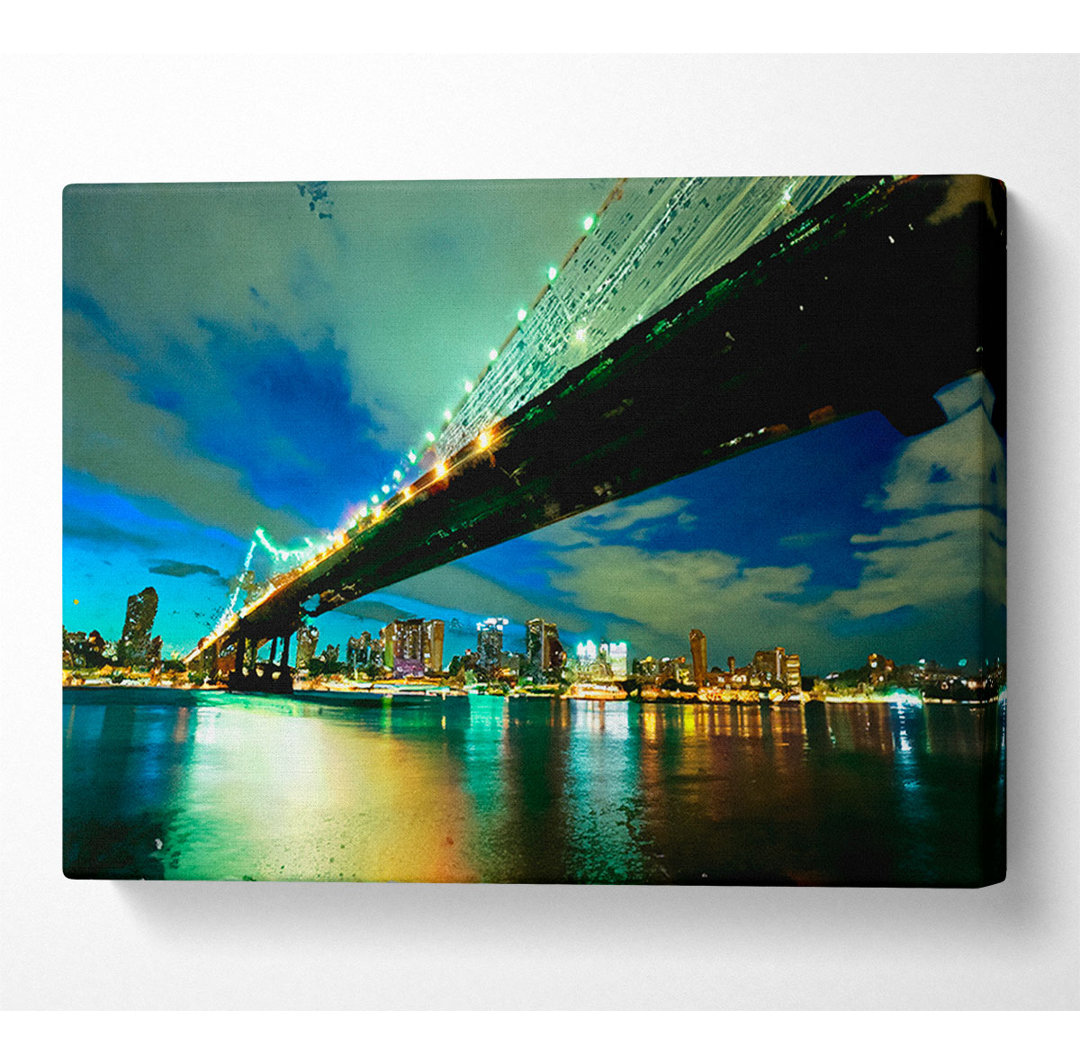 New York Brooklyn Bridge von unten - Druck