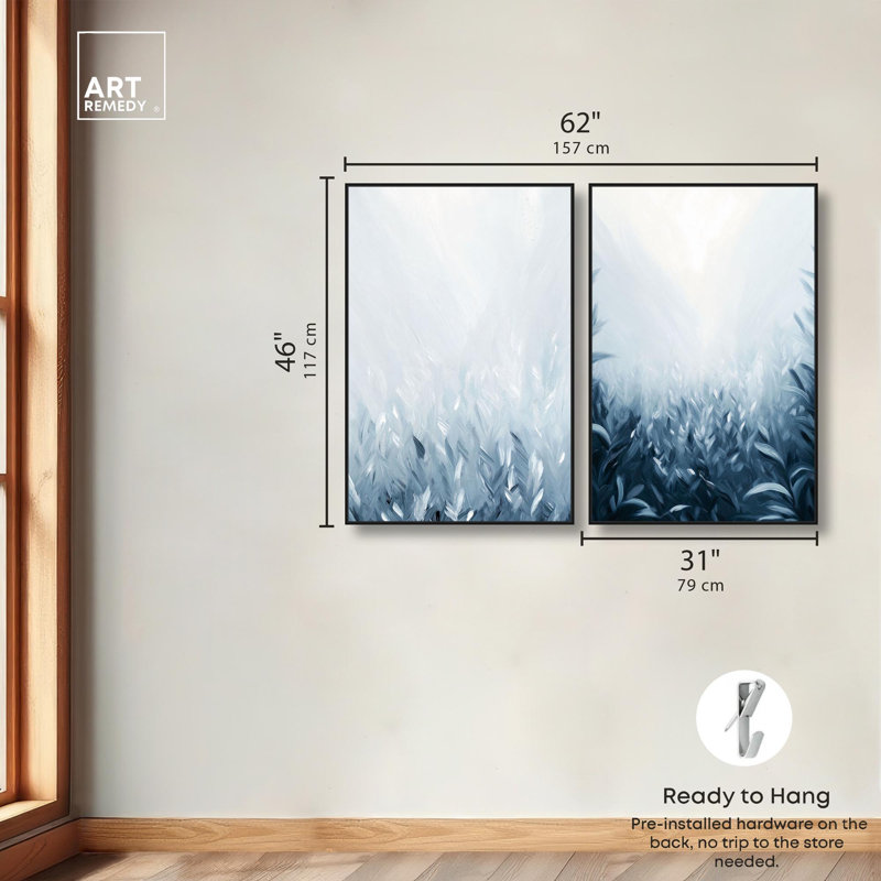 Ensemble de 2 ensembles abstraits de luxe sur toile Astral Horizon par Art Remedy, H 45 po x l 30 po, Cadre flottant noir