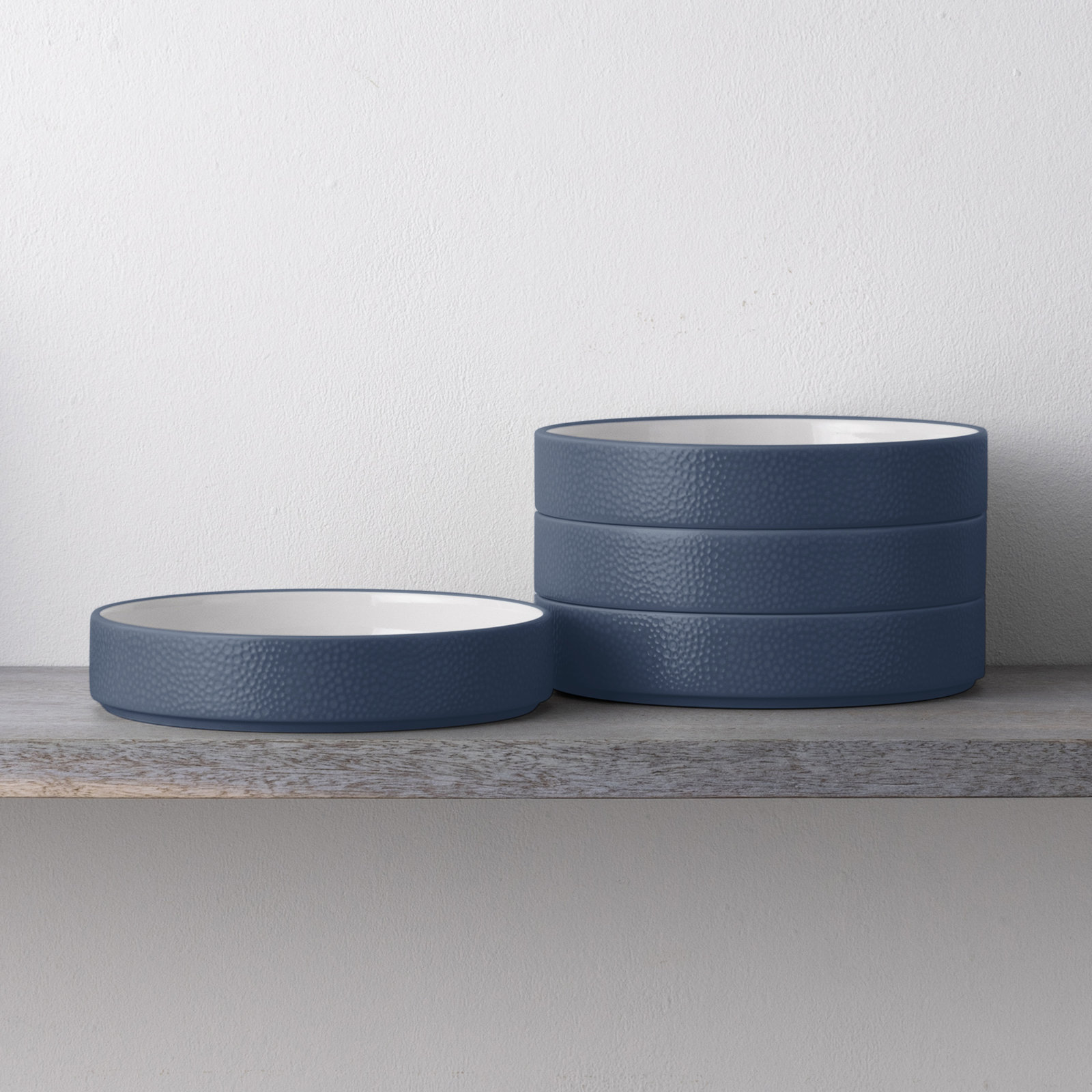 Colortex Stone Porcelain Pasta Bowl, Blue