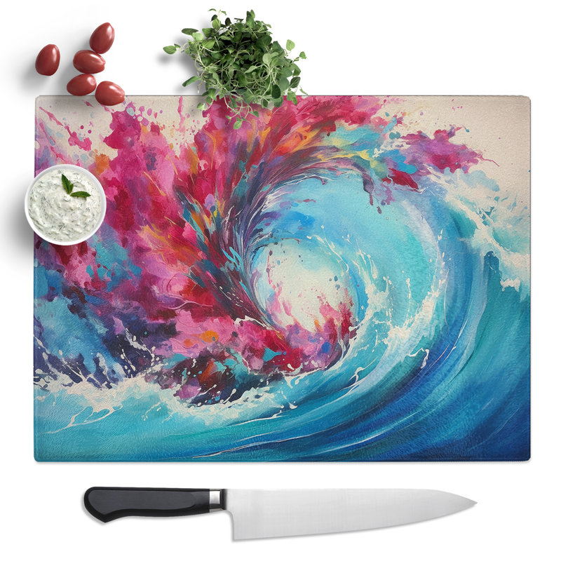 Wave Abstract  Glass Chopping Board