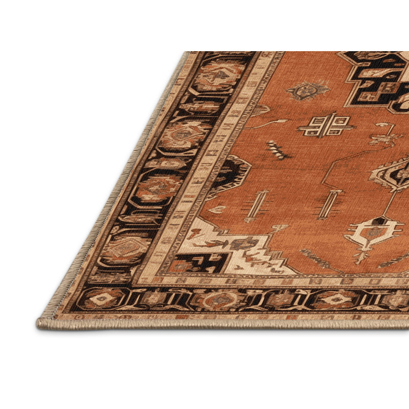 Tapis brun lavable à la machine, Carré 7 pi