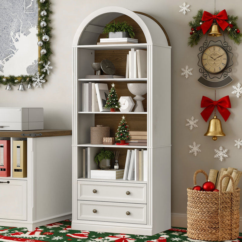 Bibliothèque 69,7 "Farmhouse, Blanc/noyer