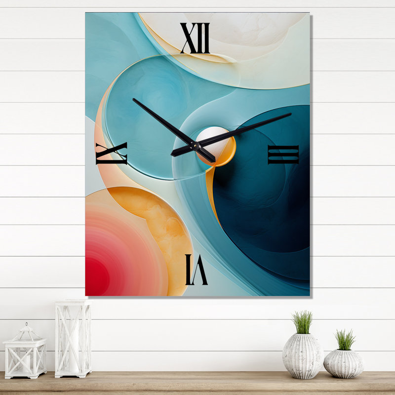 Horloge murale moderne Tender Awakening In Retro Blue II, H 32 po x l 16 po x P 1 po