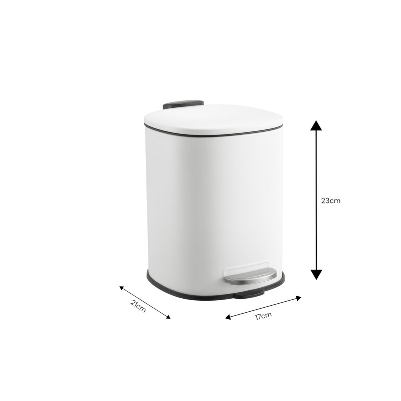 Arkadelphia Steel Step On Kitchen Rubbish Bin, White