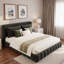 Lit plateforme tapissier avec 2 coussins et pieds robustes-1426745628-1426745626