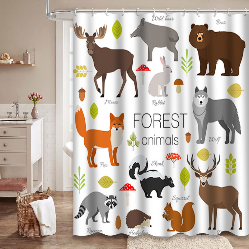 Rideau de douche à 12 crochets Wild Forest, L 72 po x l 72 po