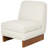 Polyester Boucle White Accent Chair with Brown Wooden Legs