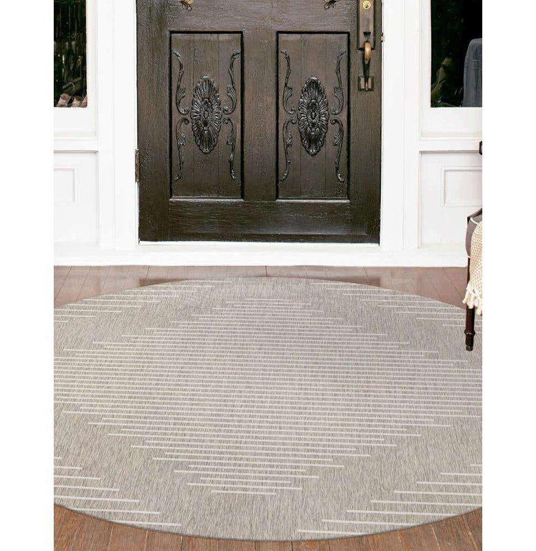 Tapis intérieur / extérieur gris Ava-Mary, Rond 13 pi
