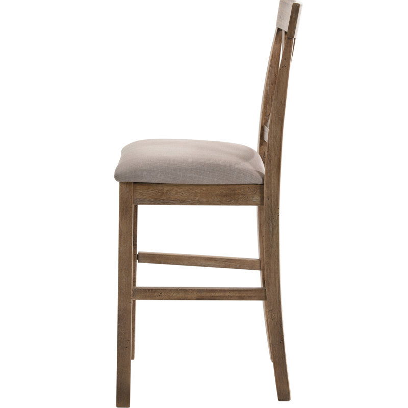Tabourets élégants de hauteur comptoir avec rembourrage en mousse et couleur brun clair - de 2 bases en bois modernes pour la salle à manger