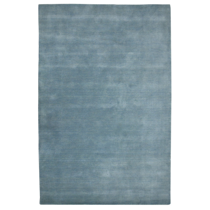 Tapis bleu clair en laine tissé à la main 5 pi x 8 pi