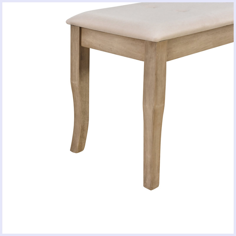 Ensemble de table de salle à manger 6 pièces avec 4 chaises rembourrées Modern, Bois naturel délavé, Bois naturel délavé