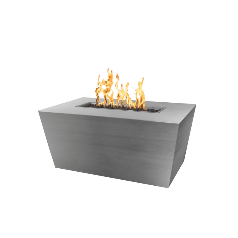 Mesa Steel Smokeless Fire Pit Table, 24" H x 48" W x 24" D, Stainless Steel, Natural Gas