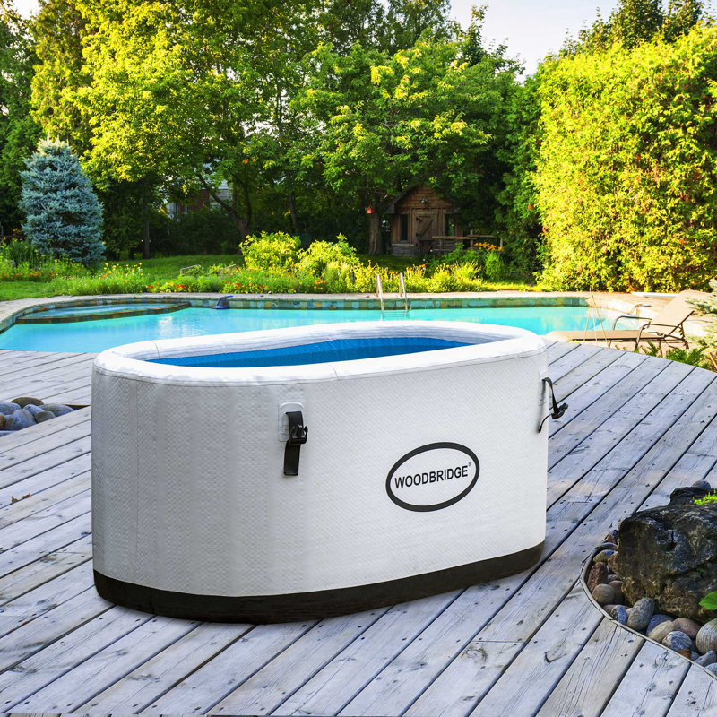 Inflatable Oval Ice Bath Cold Plunge Tub with PVC Insulated Lid,WIC01W-PIB
