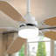 Ventilateur de plafond d'intérieur moderne de 52 pouces avec moteur à courant continu réversible à 5 vitesses et 5 lumières à DEL à intensité variable-117278889-117278886-117278887