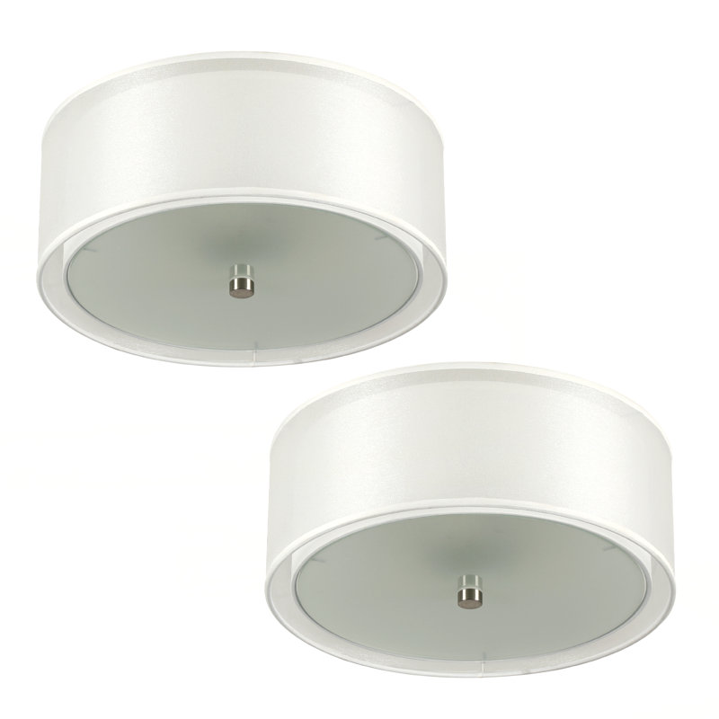 Deontee 13'' 3 - Light White Fabric Linen Flush Mount (Set Of 2)