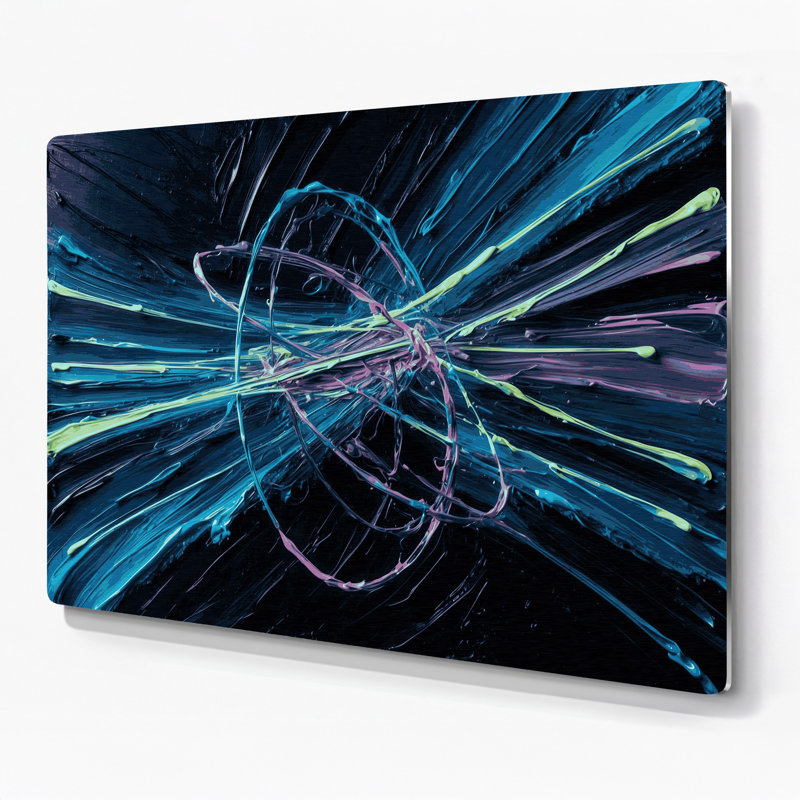 Art mural en métal gris Sci Fi Atomic, H 144 po x l 216 po x P 0,05 po