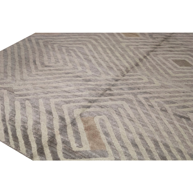 Hand Knotted Wool and Viscose Indoor Rug