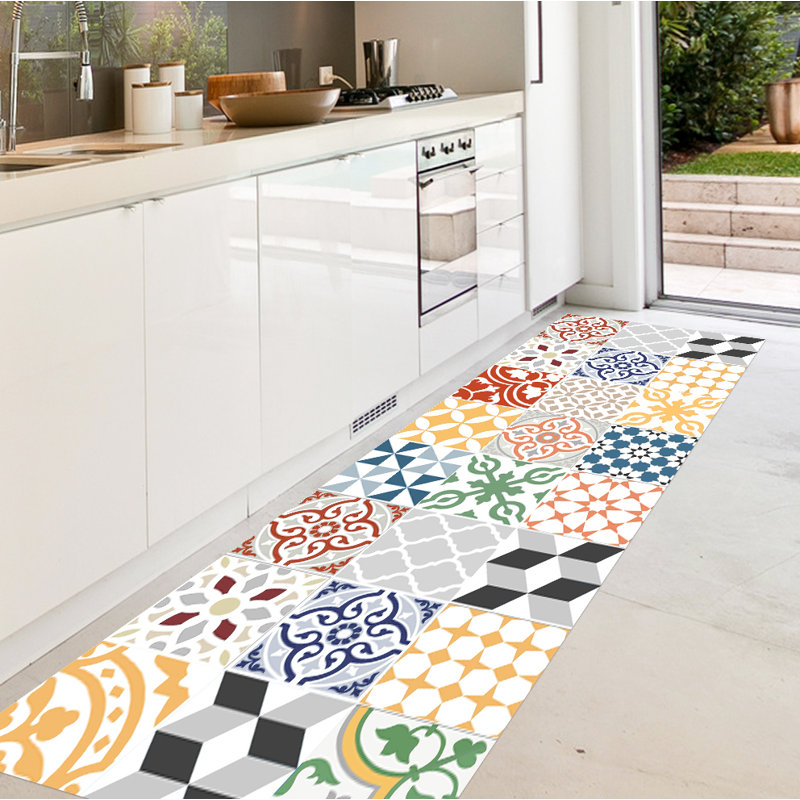 Vinyl Mat Migina in Yellow/Grey/Red, Runner 80 x 300 cm