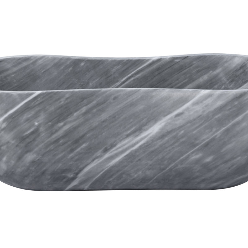 Carrara Gray Natural Marble Bathroom Vessel Sink with Semi-Polished Finish and Wavy Design for Countertop Installation, Measuring 23.6x14.2x7.1 Inches