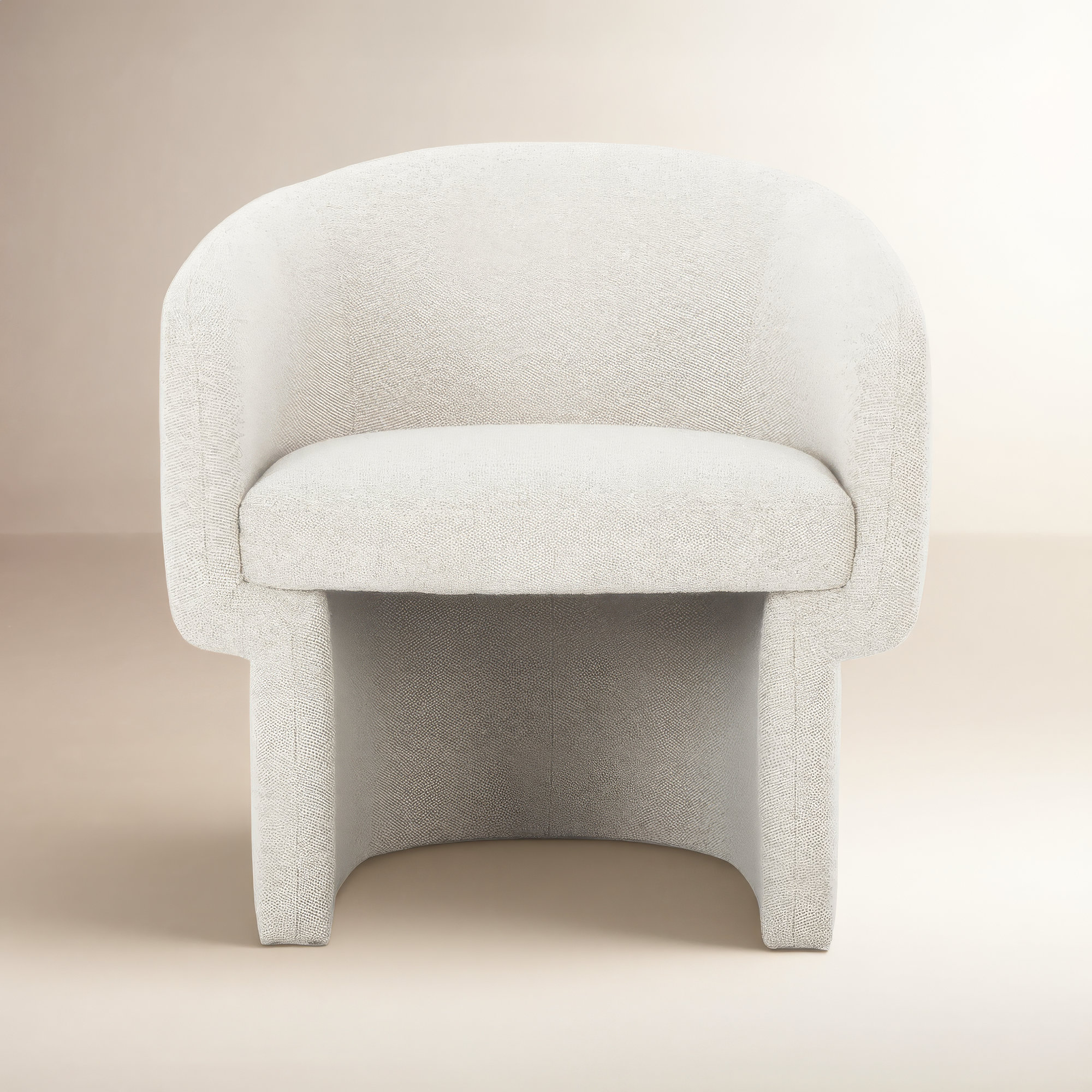 27.5" W Velvet Barrel Chair, Oyster Boucle