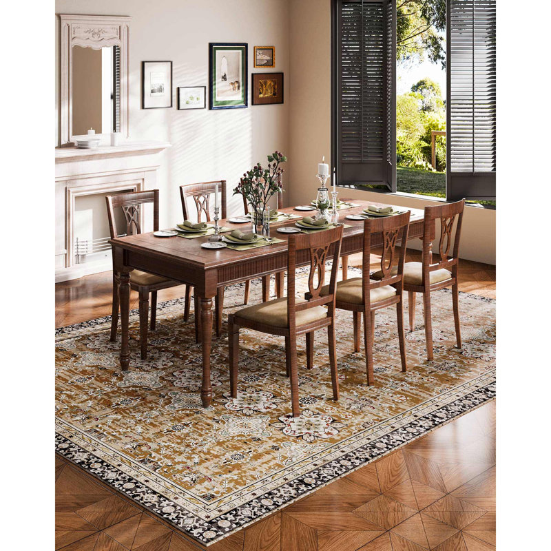 Large Area Rug Anti-Skid Tear-Resistant Floor Mat Vintage Brown Green, Rectangle 9' x 12'