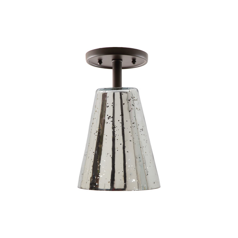 Baptiste Glass Semi Flush Mount, 12" H x 7.5" W, Oil Rubbed Bronze