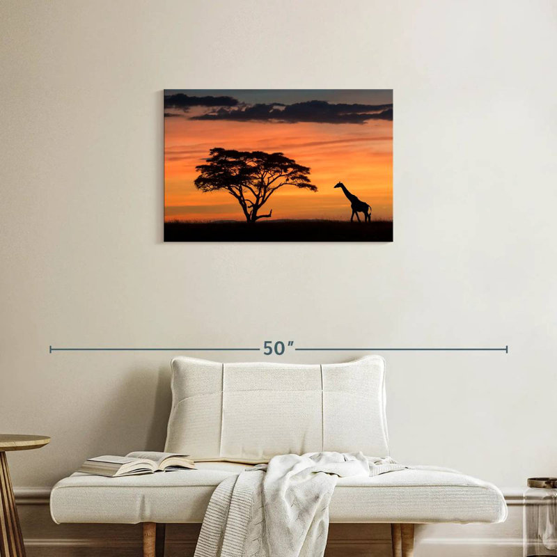 Alvord Masai Mara Giraffe au coucher du soleil, H 20 po x l 30 po
