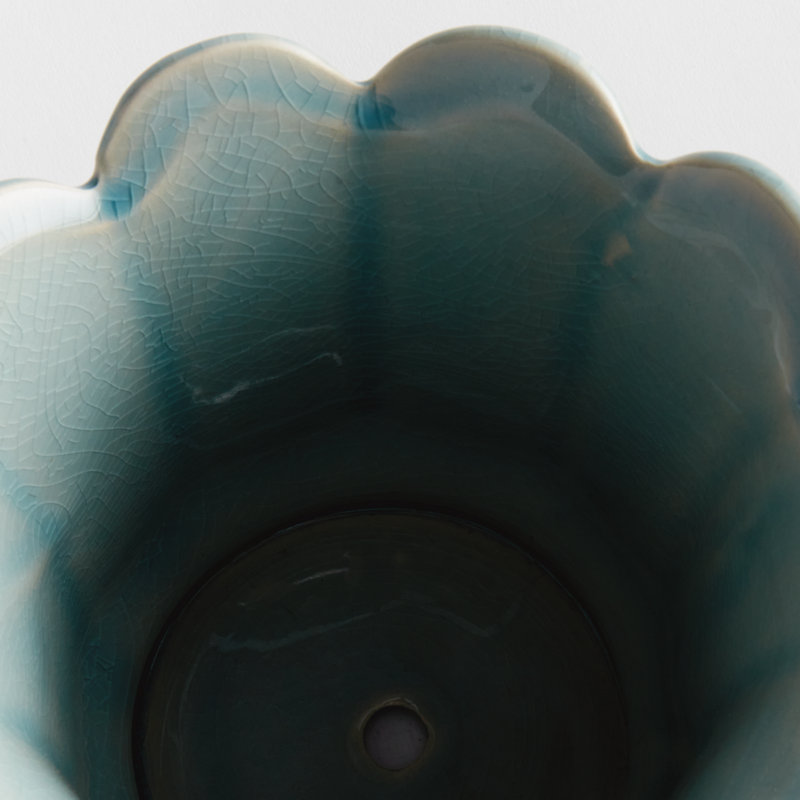Pot à fleur en céramique, Bleu, H 5,5 po x l 6 po x P 6 po 
