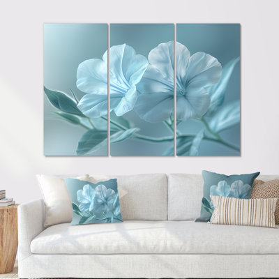 Blue Crystal Morning Glory Flowers Photo II - Morning Glory Wall Art Print Set