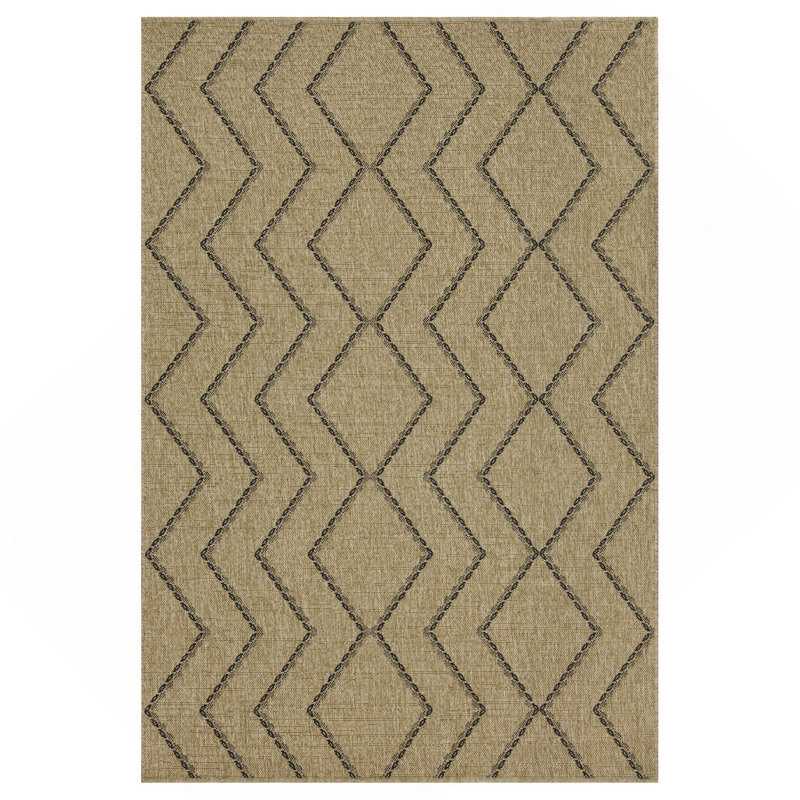 Jute / noir 7 pi. 10 po X 10 pi 3 po Tapis intérieur / extérieur, Rectangle 7 pi 10 po x 10 pi 3 po