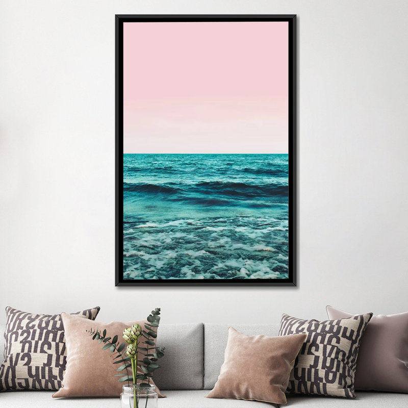 «Ocean», impression sur toile, H 26 po x l 18 po x P 1,5 po, Toile avec cadre flottant noir, Pas de tapis