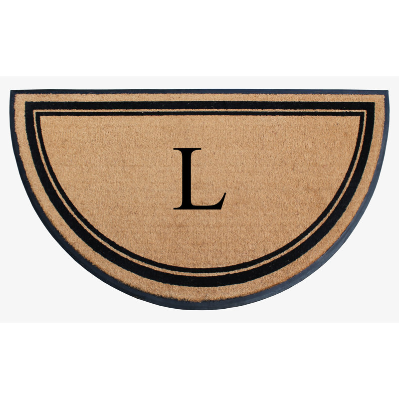 Jalacia Natural Coir & Rubber Half Round Monogrammed 36" x 72"  Non-Slip Outdoor Doormat, L