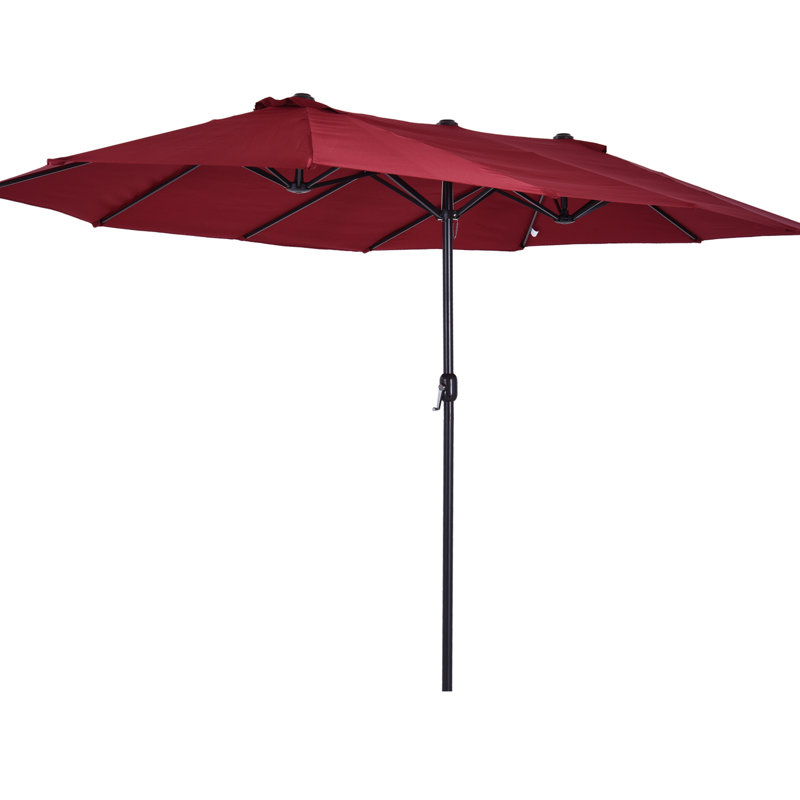 Parasol pour patio double 15 pi 15 pi, protégé - rouge vin