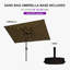 Parasol rectangulaire de terrasse 1,5 m x 2,4 m, parasol de table extérieur, structure en aluminium, parasol de marché, parasol