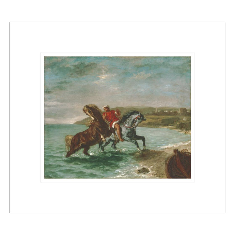 «Horses Coming Out of the Sea» par Eugène Delacroix, impression giclée sur cadre, H 13,75 po x l 15,35 po