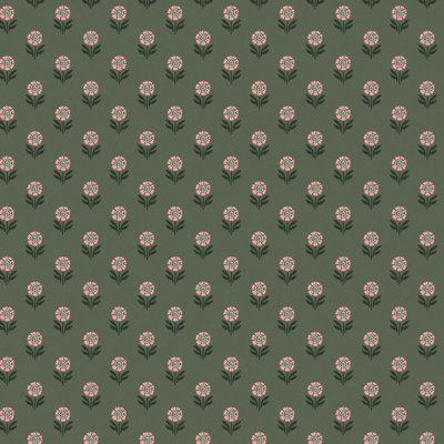Joules Wood Block Floral Grasscloth/Brown Wallpaper