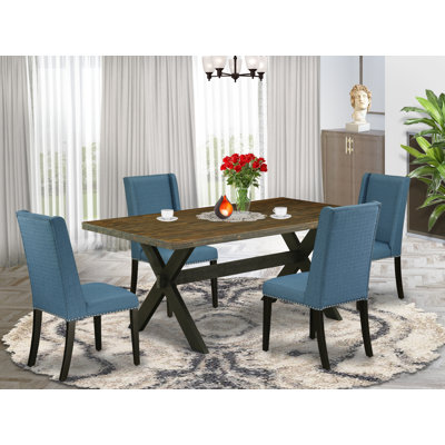 Solid Wood Top Trestle Dining Set