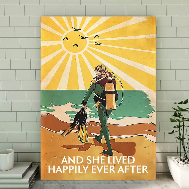Scuba Diving - She Lived Happily Ever After, toile tendue avec châssis, H 20 po x l 16 po x P 2 po