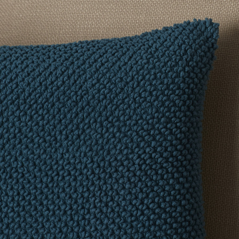 Housse de coussin carré en coton Mansel, Bleu paon, Carré de 20 po, Polyester
