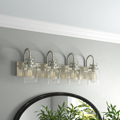 Loucks 30 in. 4-Light Farmhouse Dimmable Vanity Light with Clear Glass Shade