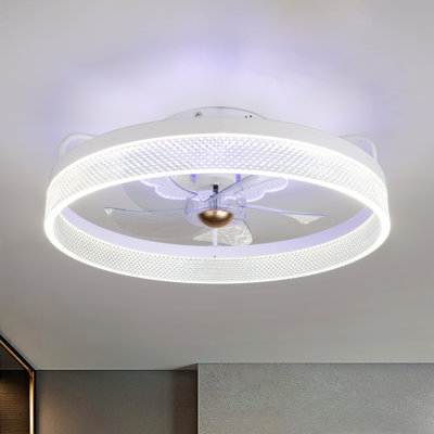 Flush Mount Dimmable Ceiling Fan with LED Lights