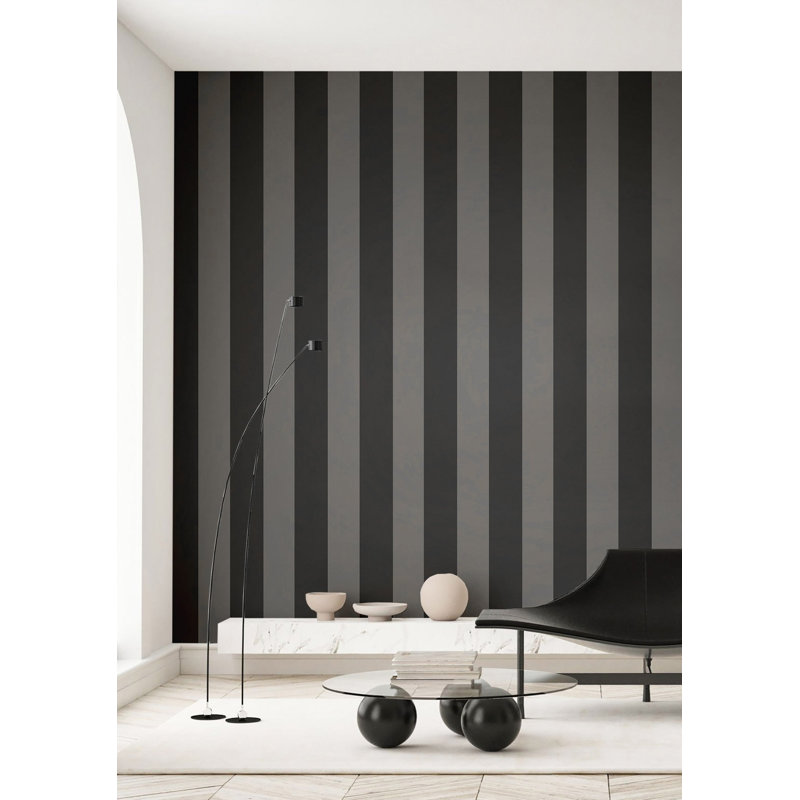 Tarn Wide Stripe Wallpaper, Grey