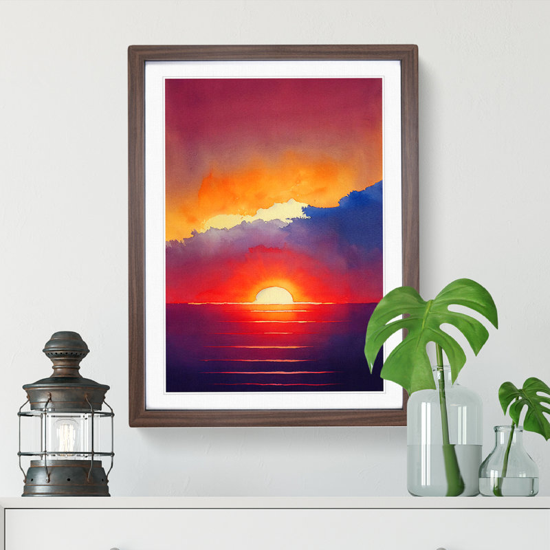 The Daring Sunset - Single Picture Frame Print, Walnut Framed, 34cm H x 25cm W x 2cm D