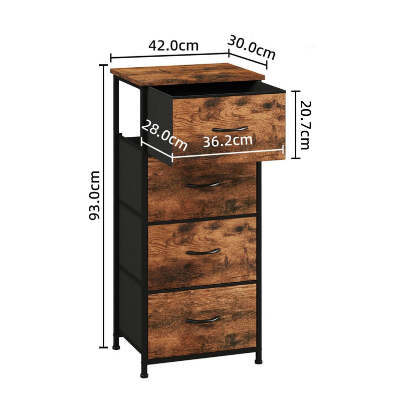 42 cm W Steel Bedside Table