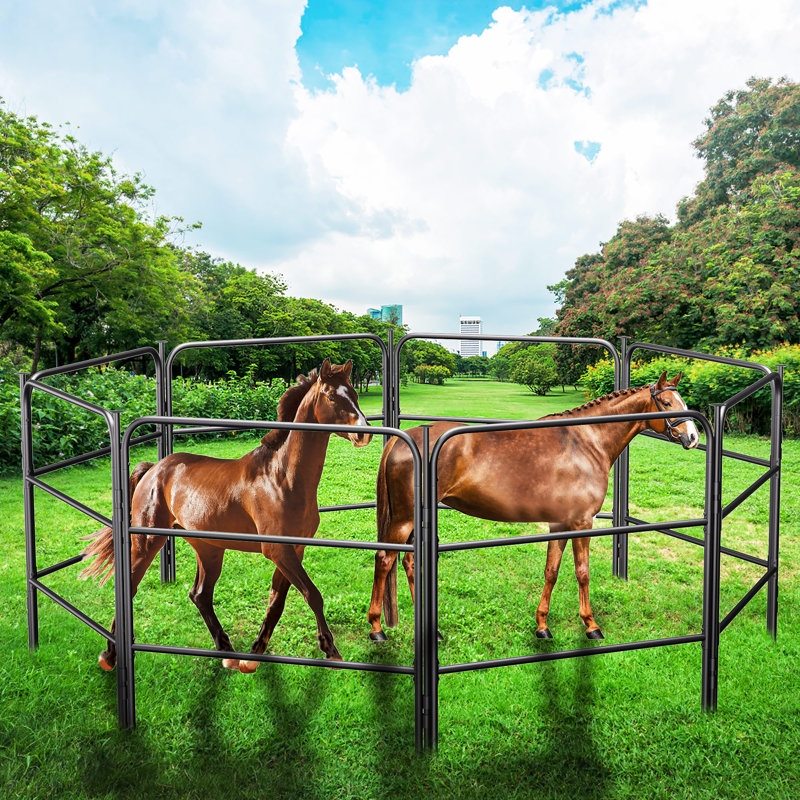 Clôture pliante portative à cheval portable - enclos à 8 panneaux pour chevaux, vaches, moutons et lamas, camping extérieur et cour
