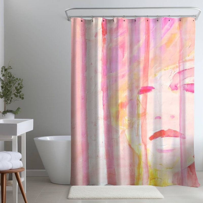 Shower Curtain FI6 – Polyester Shower Curtain, Dye Sublimation Print, 71" W × 74" L