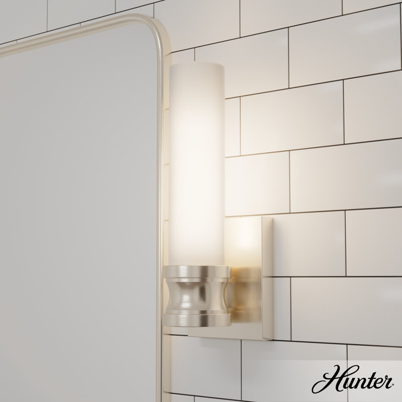 Lenlock Aluminum Armed Sconce, White, Brushed Nickel